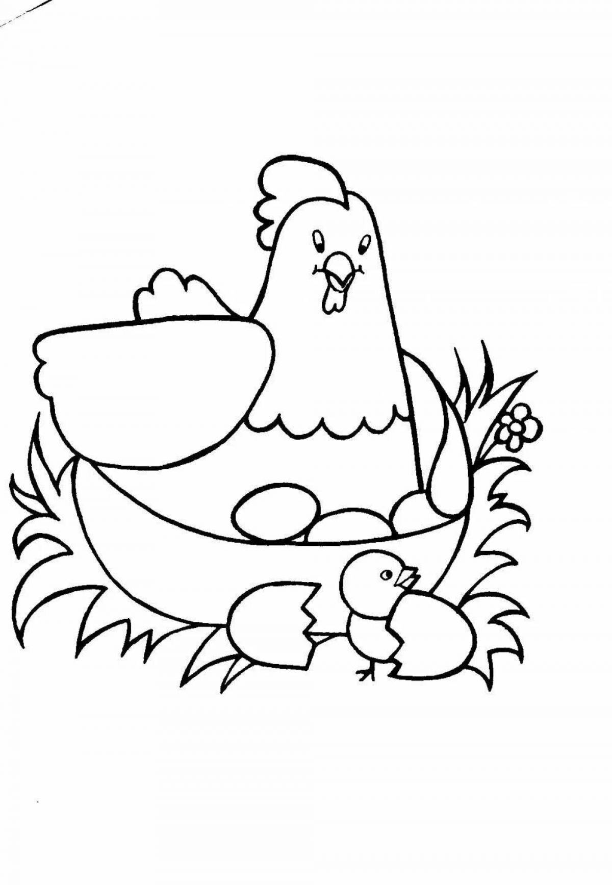Инновационная раскраска курица ряба для детей