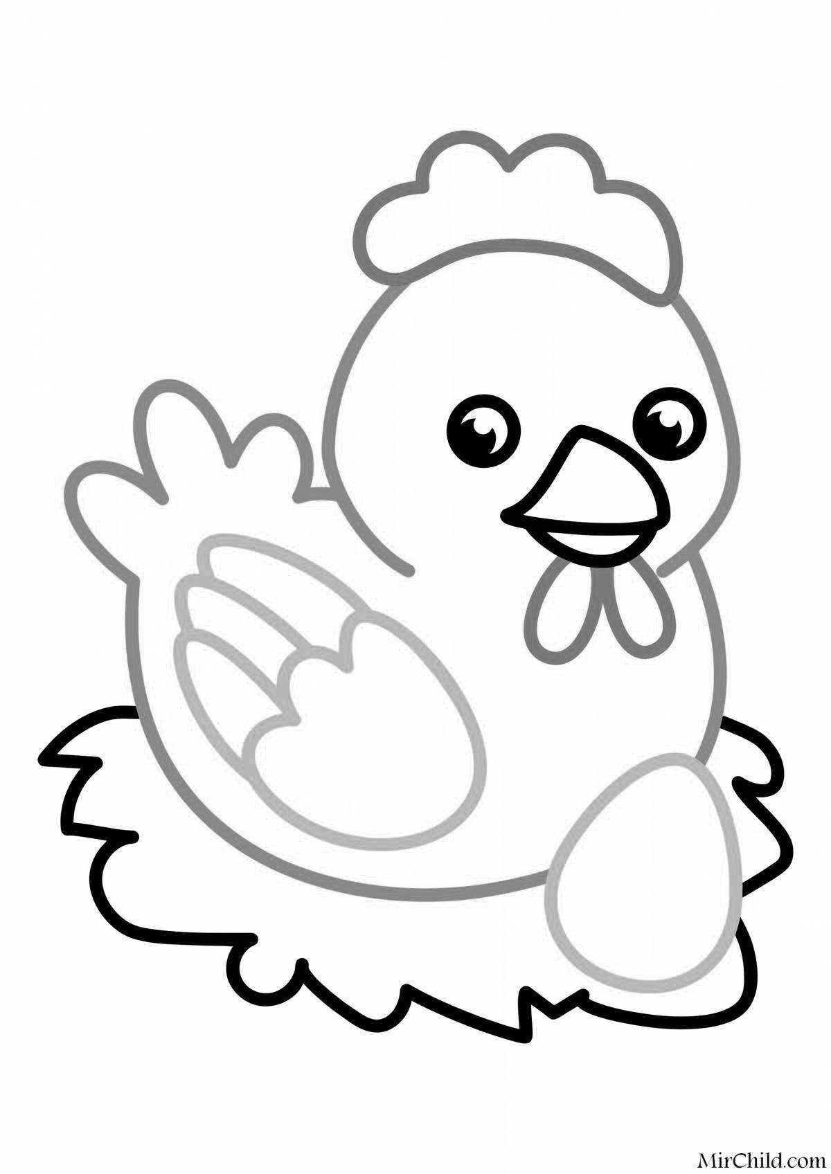 Забавная раскраска цыпленок ряба для детей