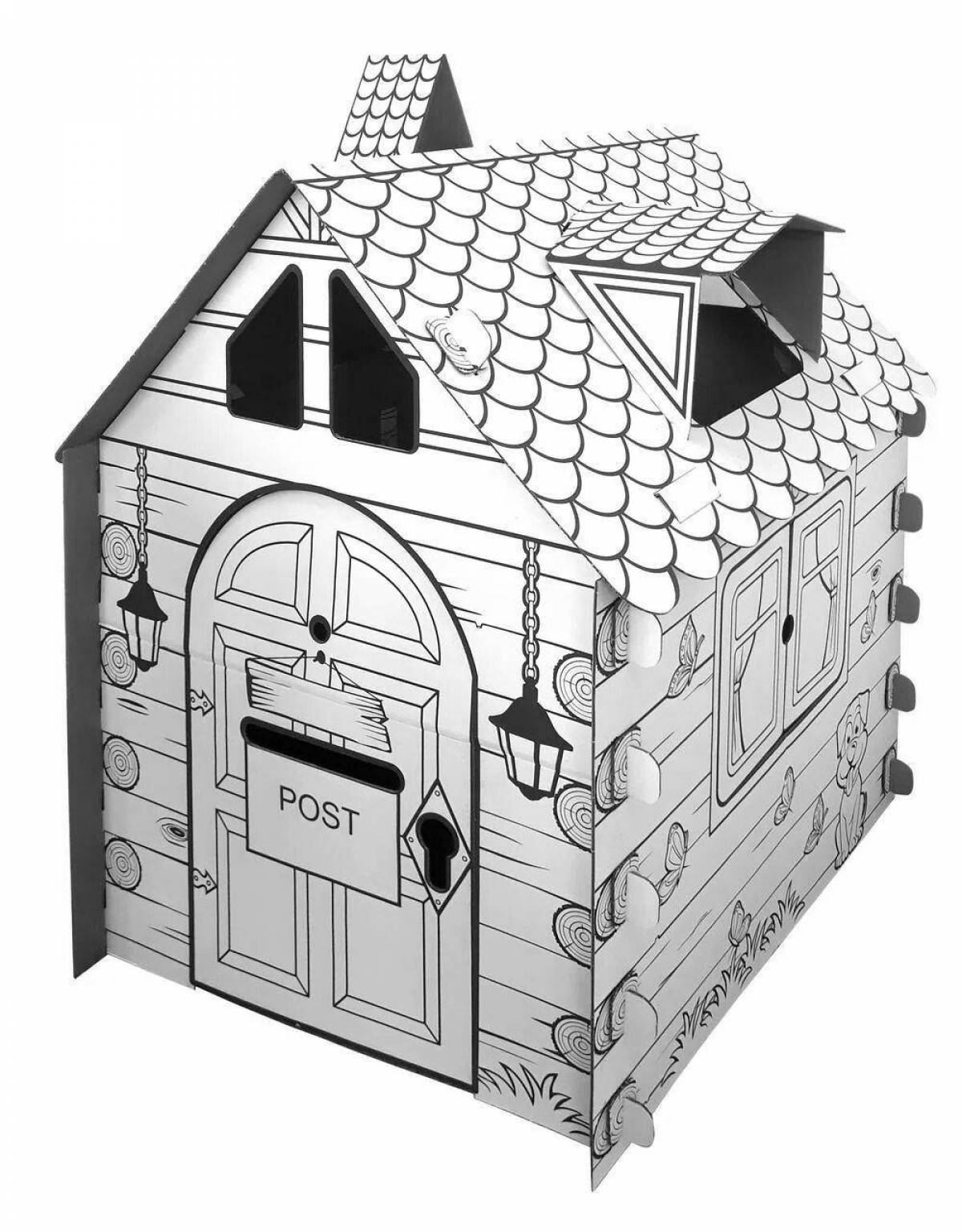 Великолепная раскраска картонного домика для детей