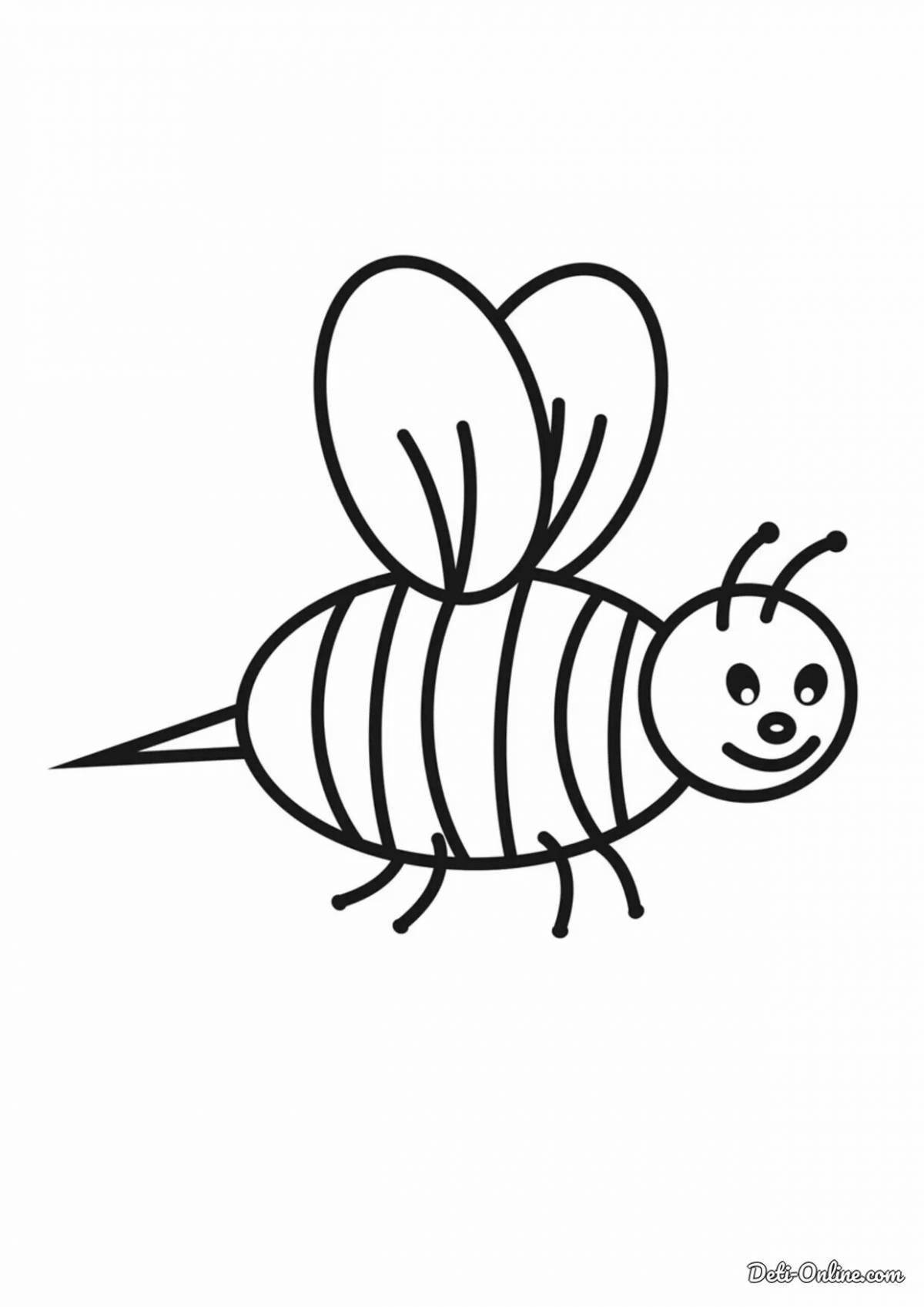 Красочная страница раскраски пчелы для детей 3-4 лет