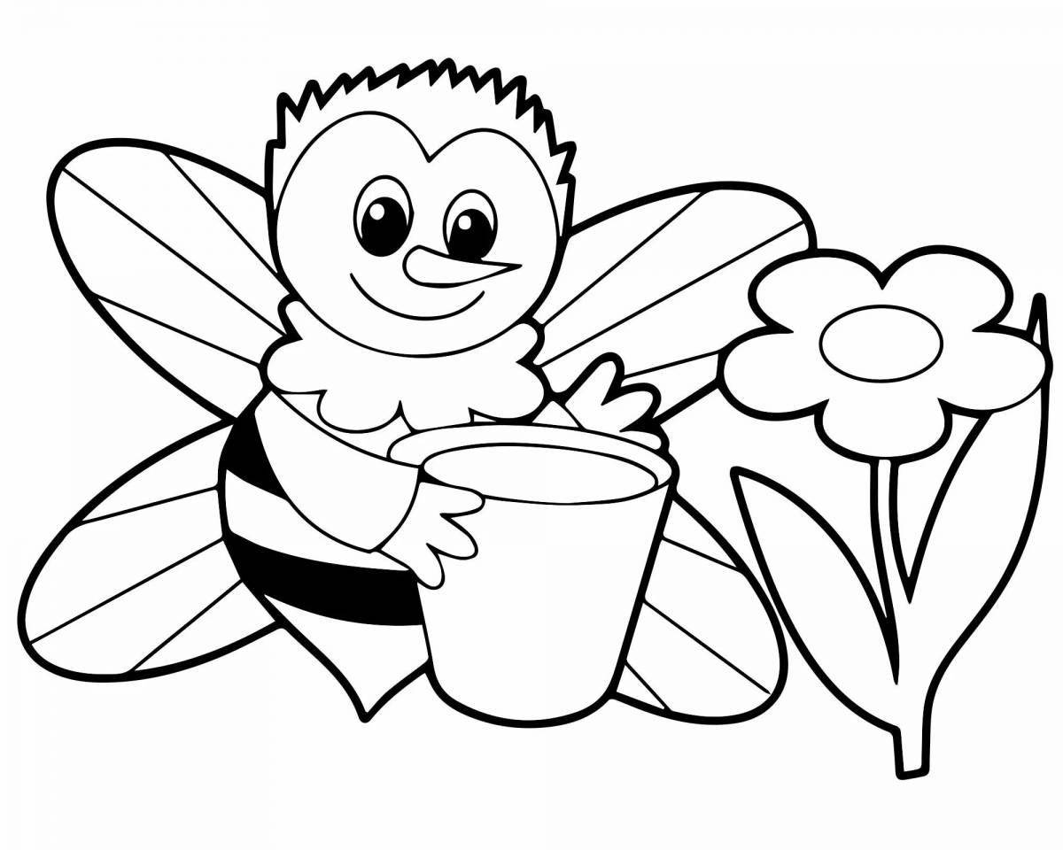 Раскраска «счастливая пчелка» для детей 3-4 лет