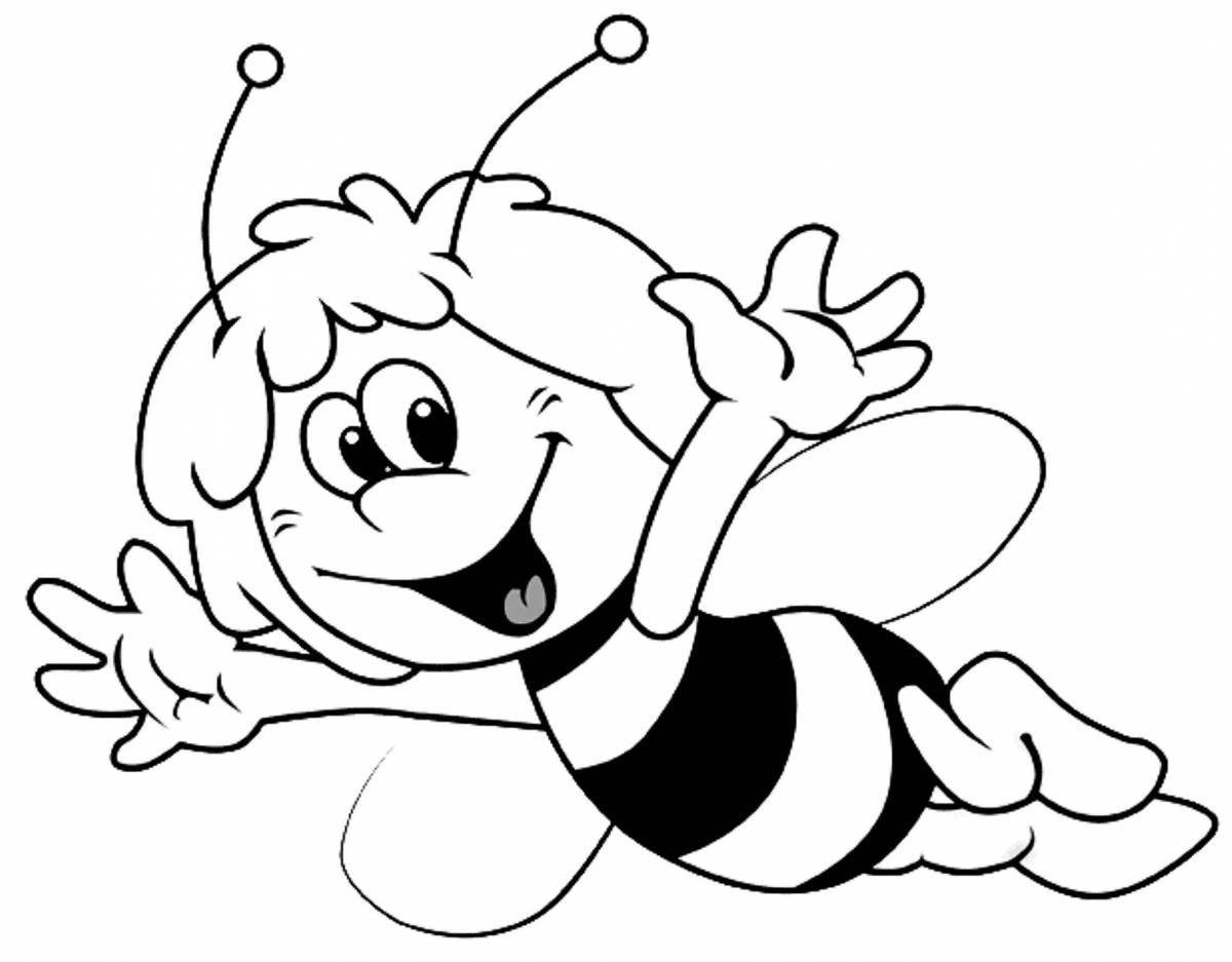 Раскраска радостная пчела для детей 3-4 лет