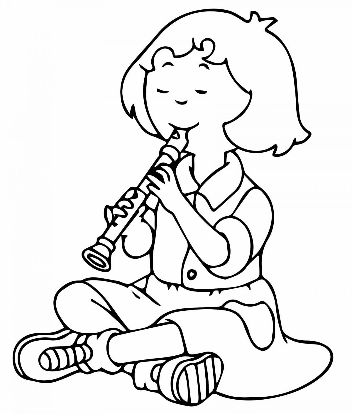 Завораживающая раскраска флейты для детей