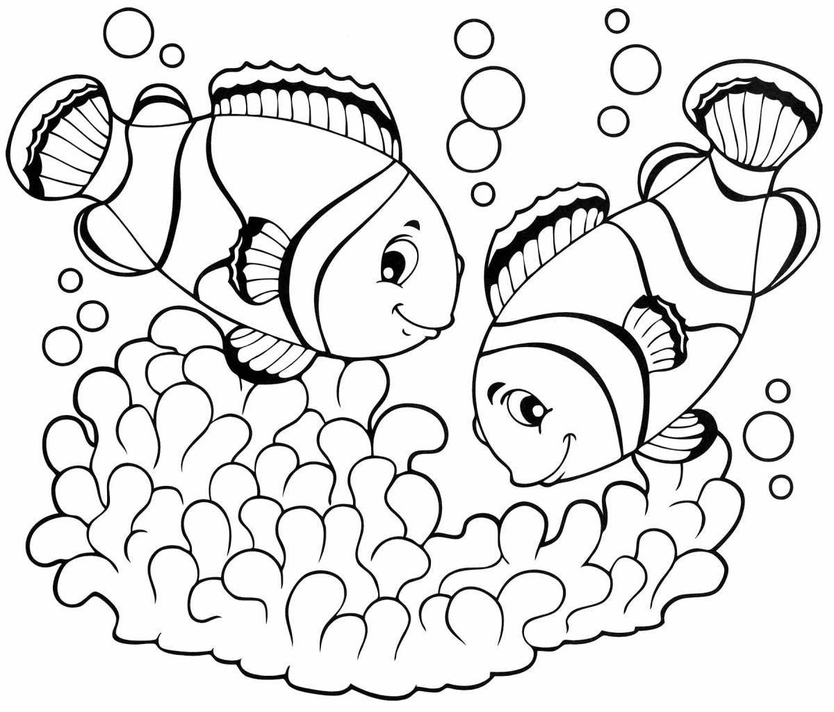 Раскраска великолепная рыба-клоун для детей