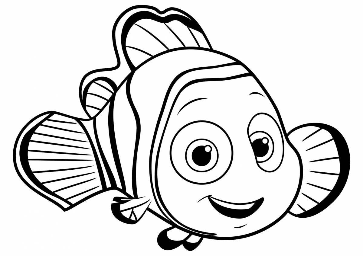 Потрясающая страница-раскраска рыба-клоун для детей
