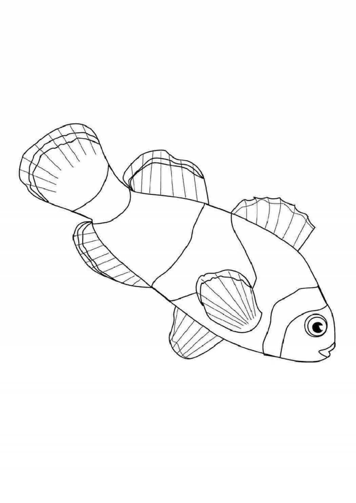 Раскраска симпатичная рыба-клоун для детей