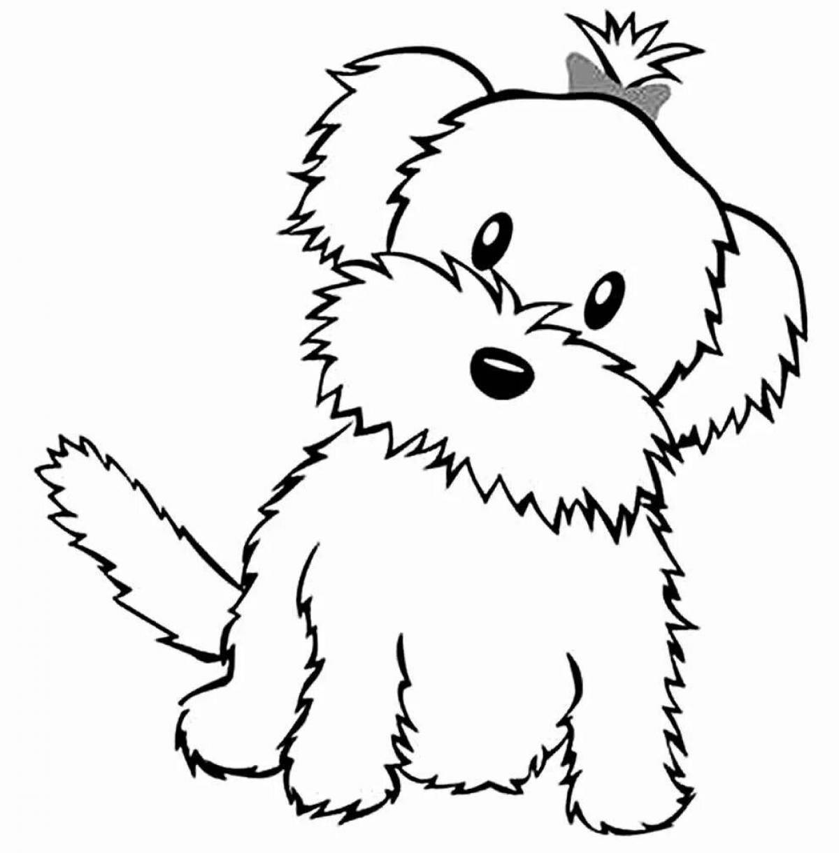 Симпатичная раскраска рисунок щенка