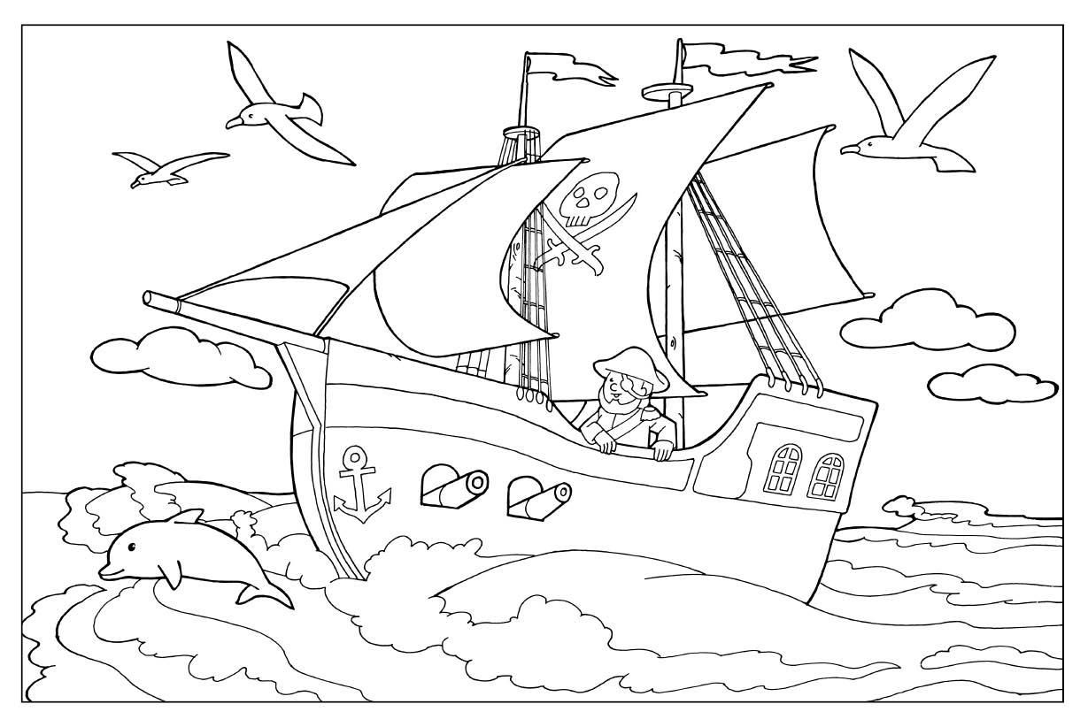Раскраска пиратский корабль