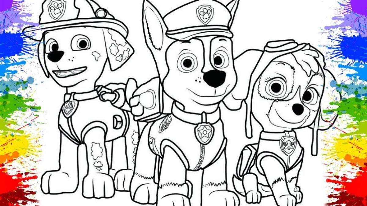 Великолепная раскраска щенячий патруль для детей