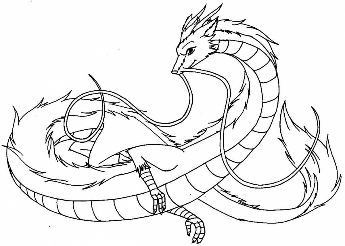 Потрясающая страница раскраски дракона хаку