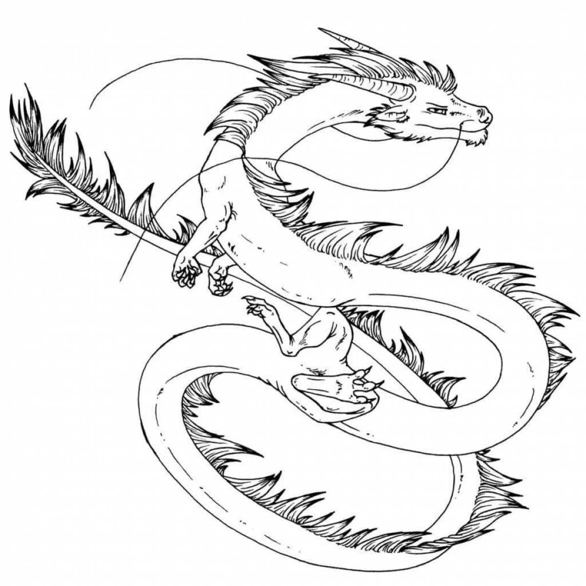 Блестящая страница раскраски дракона хаку