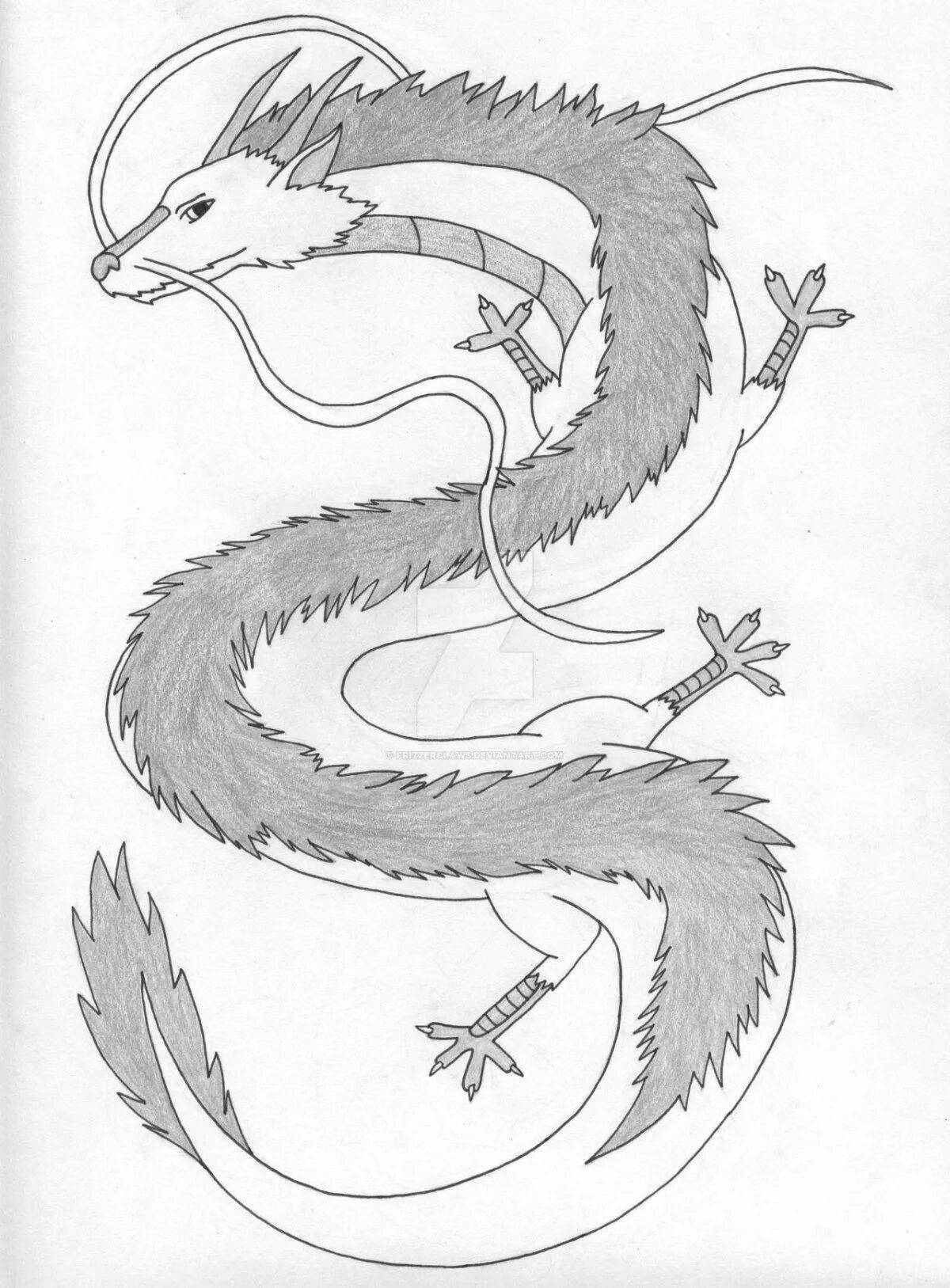 Чудесная страница раскраски дракона хаку