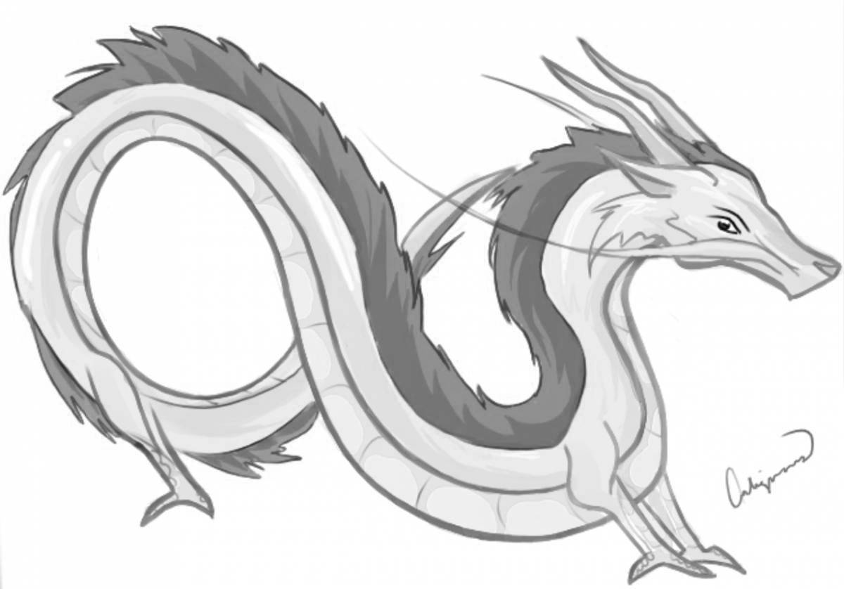 Раскраска царственный дракон хаку
