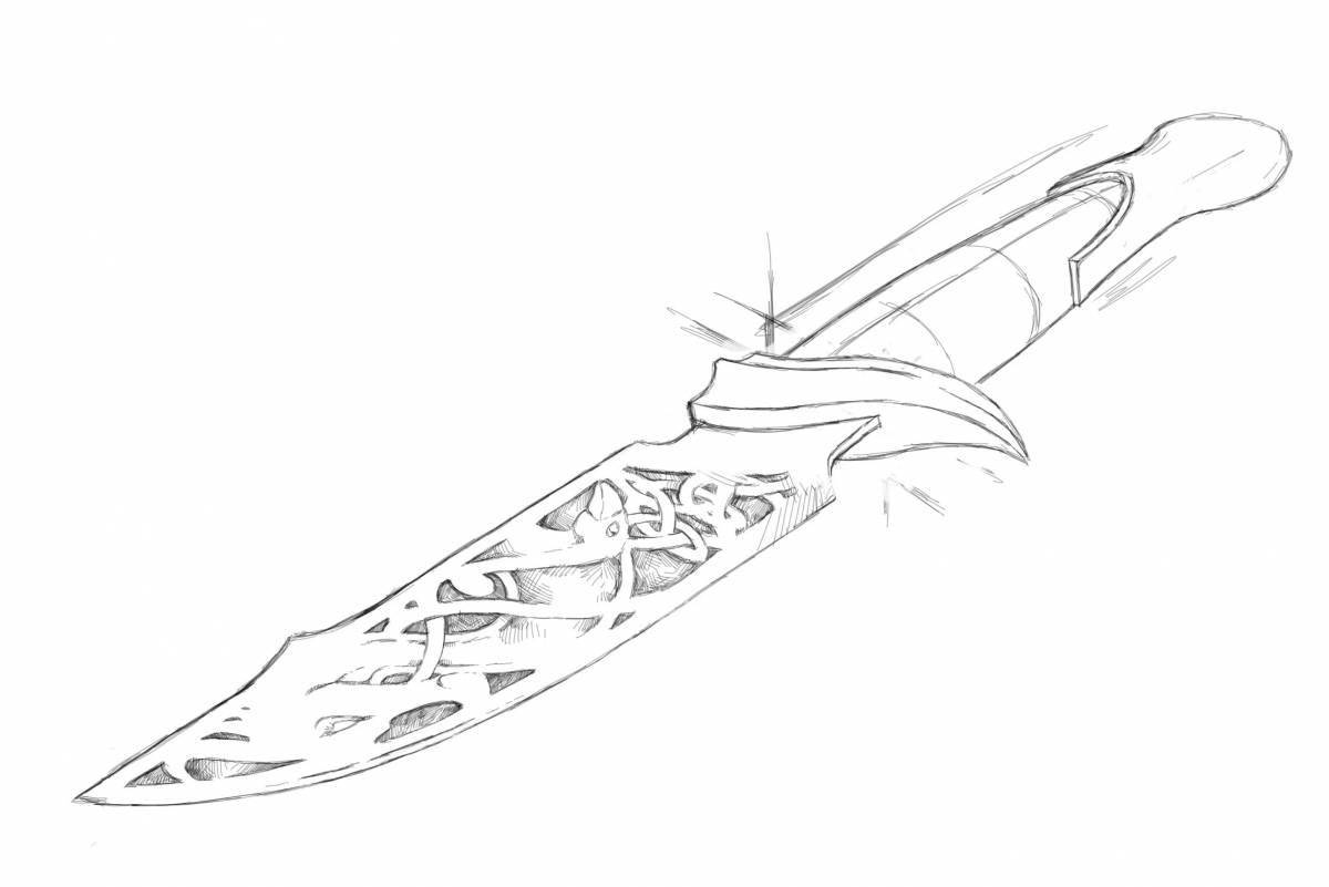 Яркая страница раскраски скелетного ножа