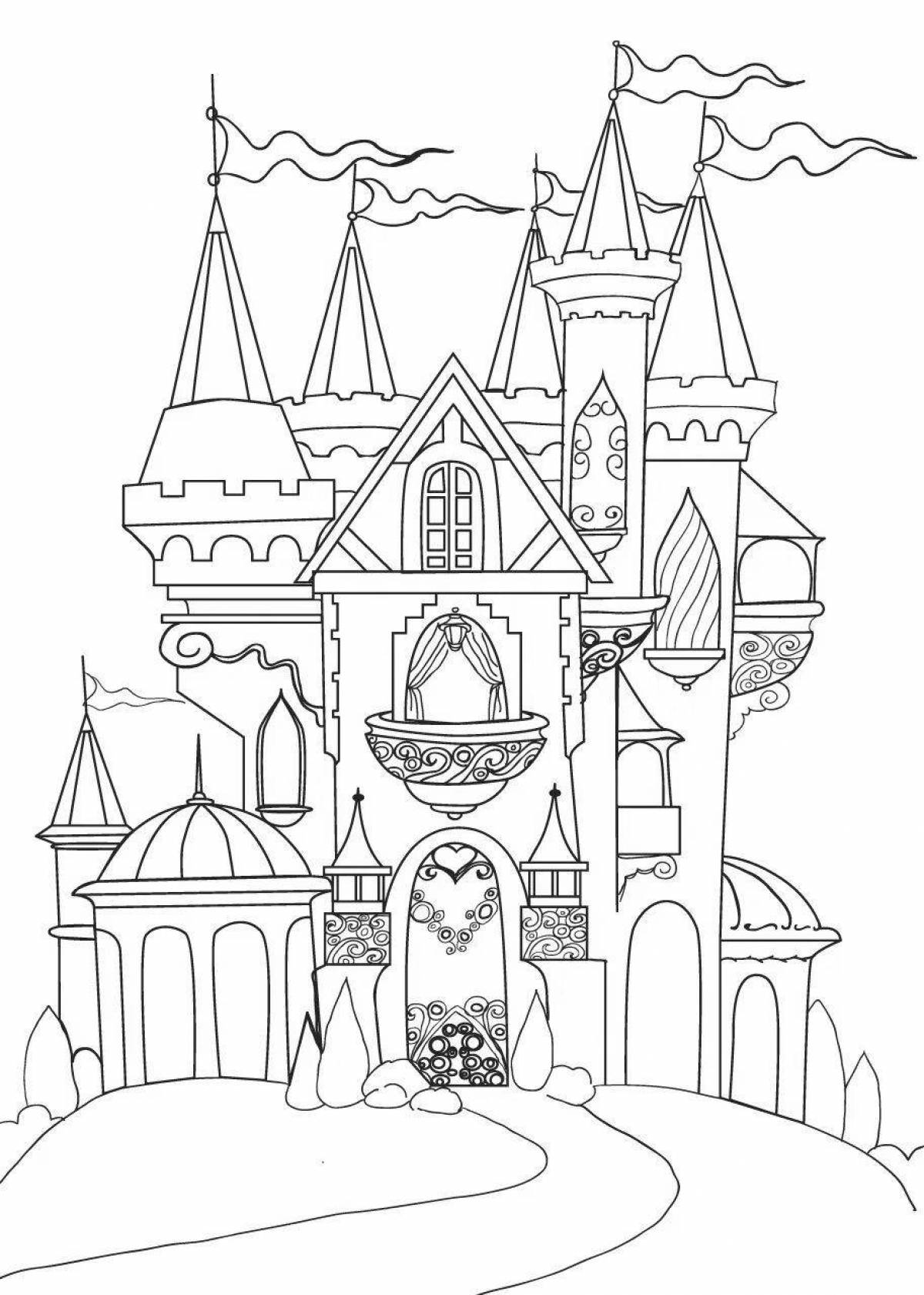 Раскраска сказочный дворец снежной королевы