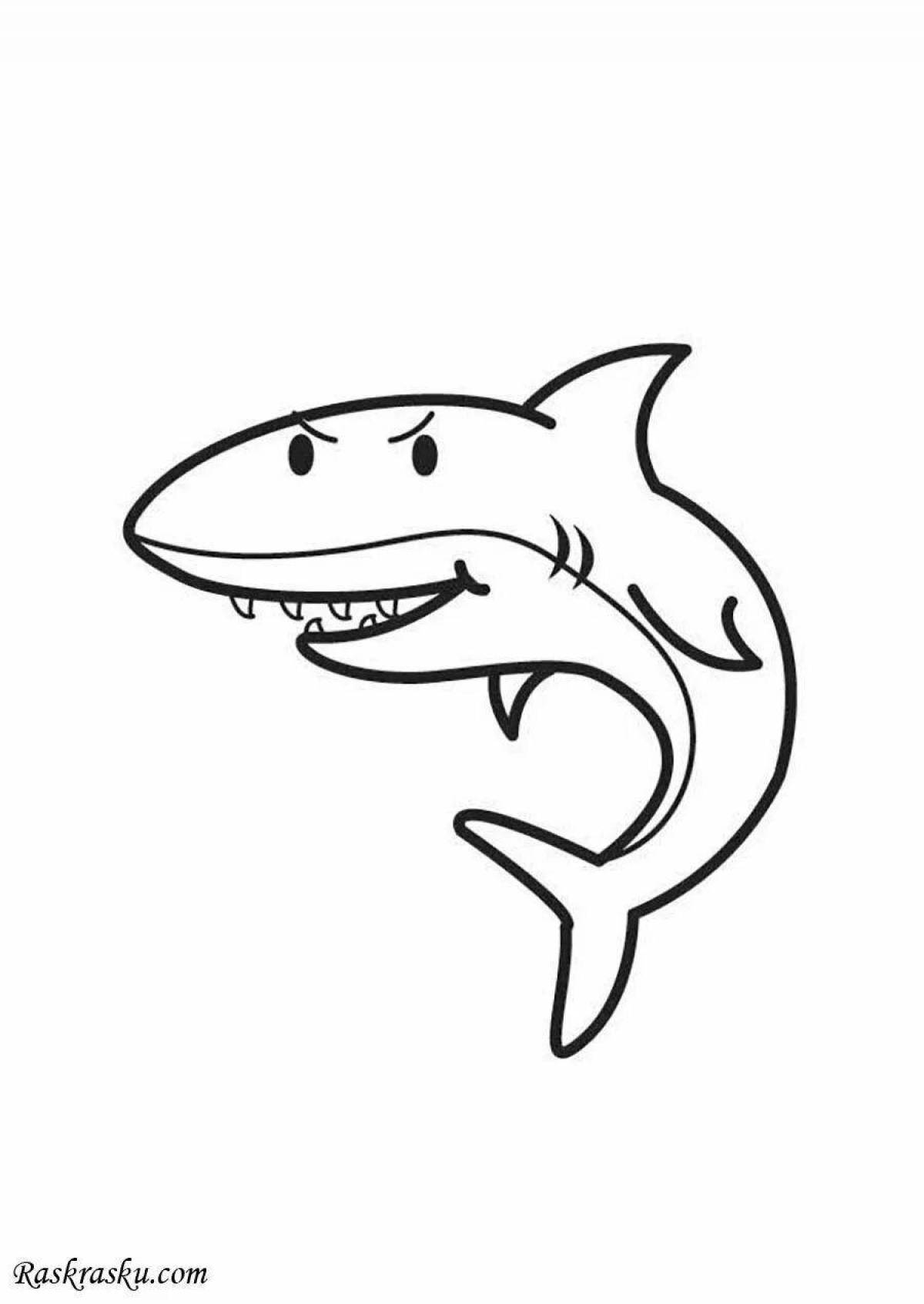Игривая страница раскраски акулы для детей