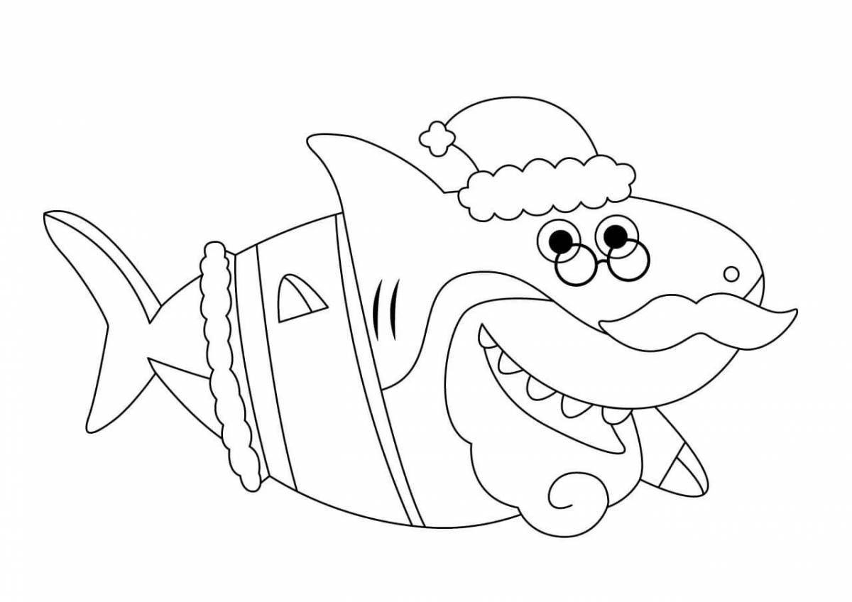 Красочная акула-раскраска для детей