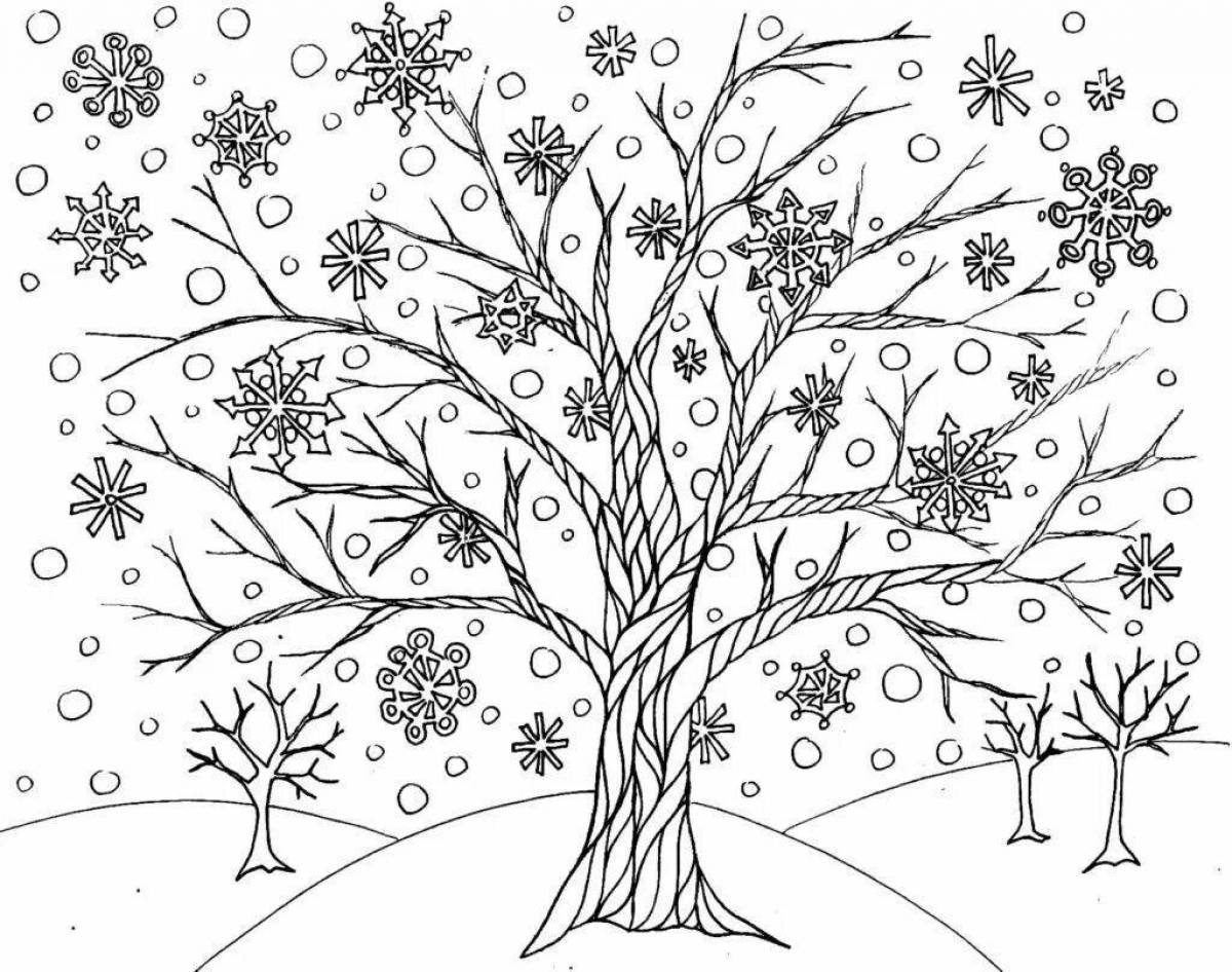 Radiant coloring page seasons tree