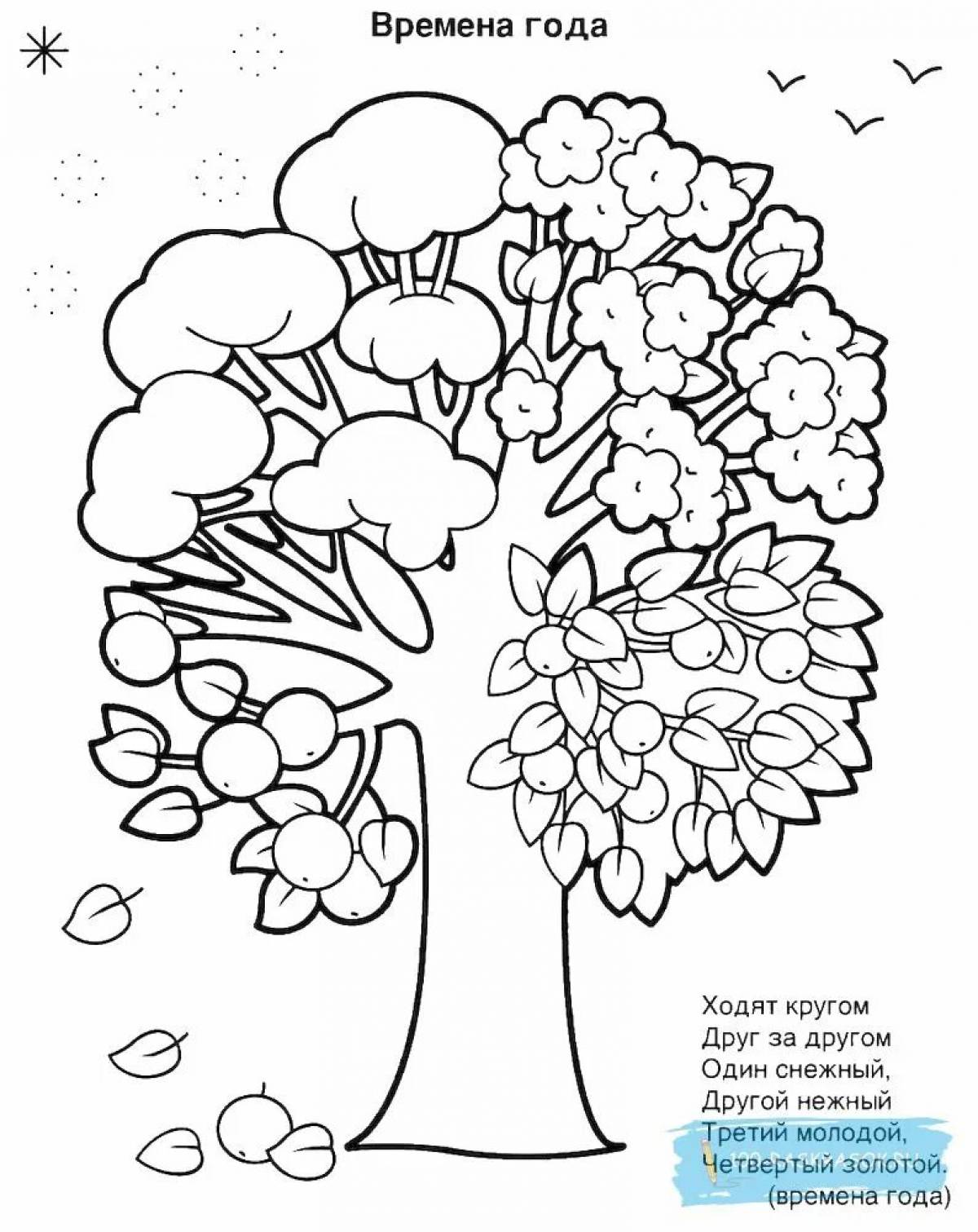 Grand coloring page seasons tree