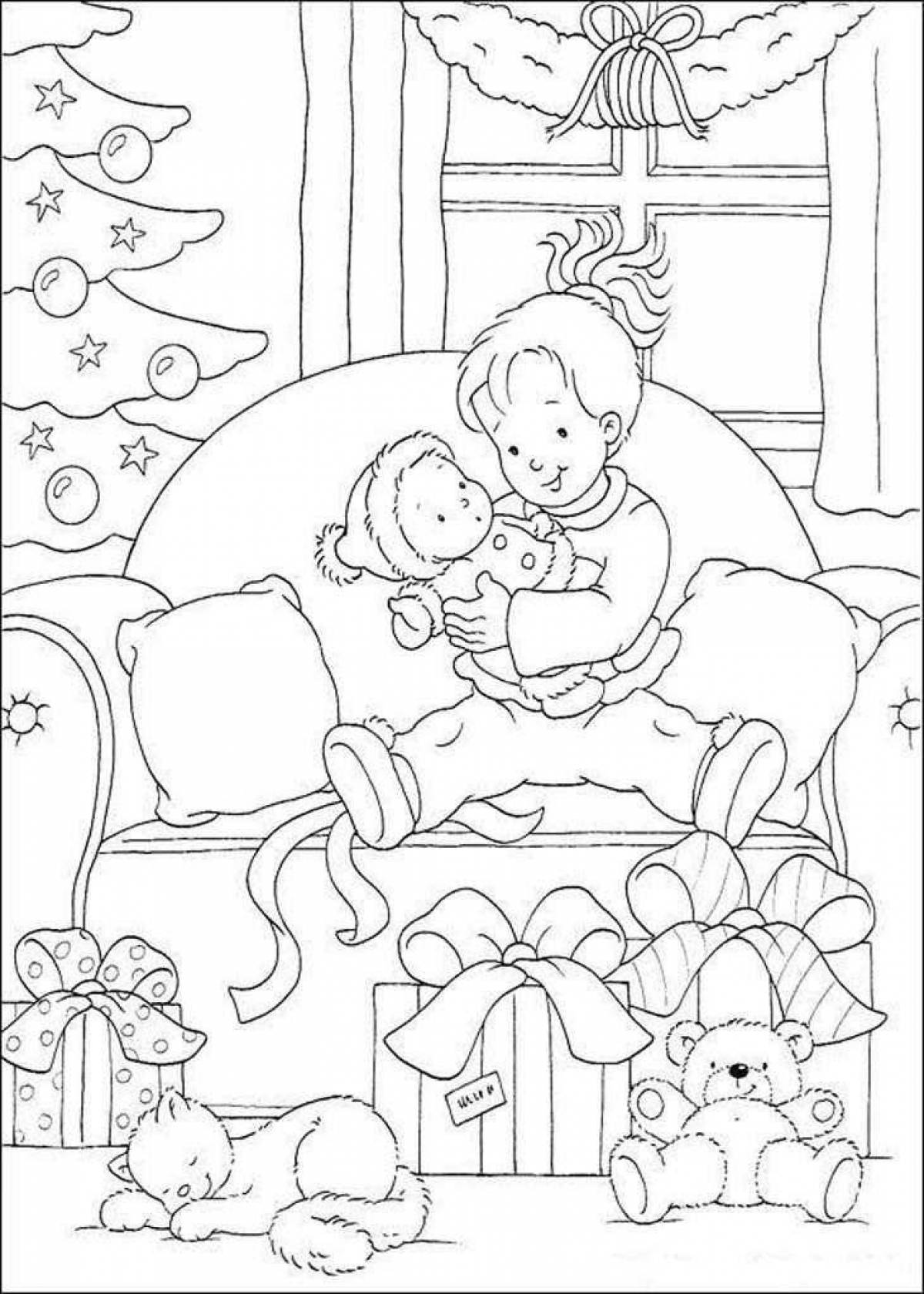Изысканная рождественская раскраска для детей