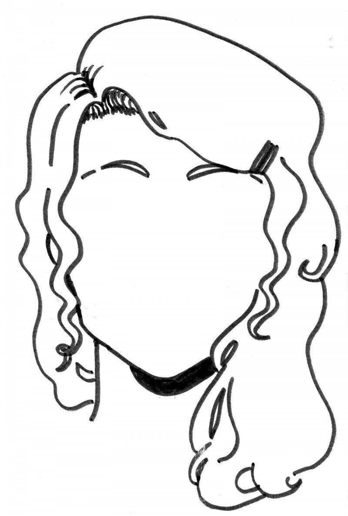 Анимированная страница раскраски женского лица для детей