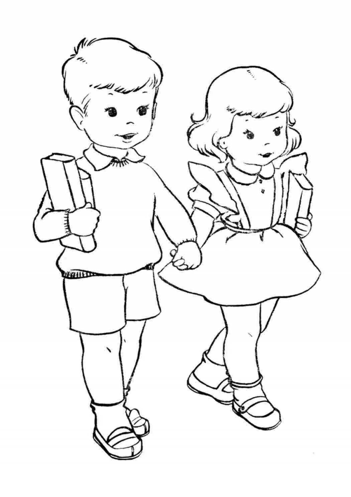 Буйная раскраска рисунок девочки и мальчика