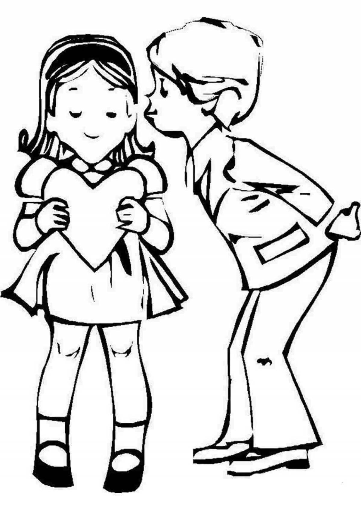 Увлекательная раскраска рисунок девочки и мальчика