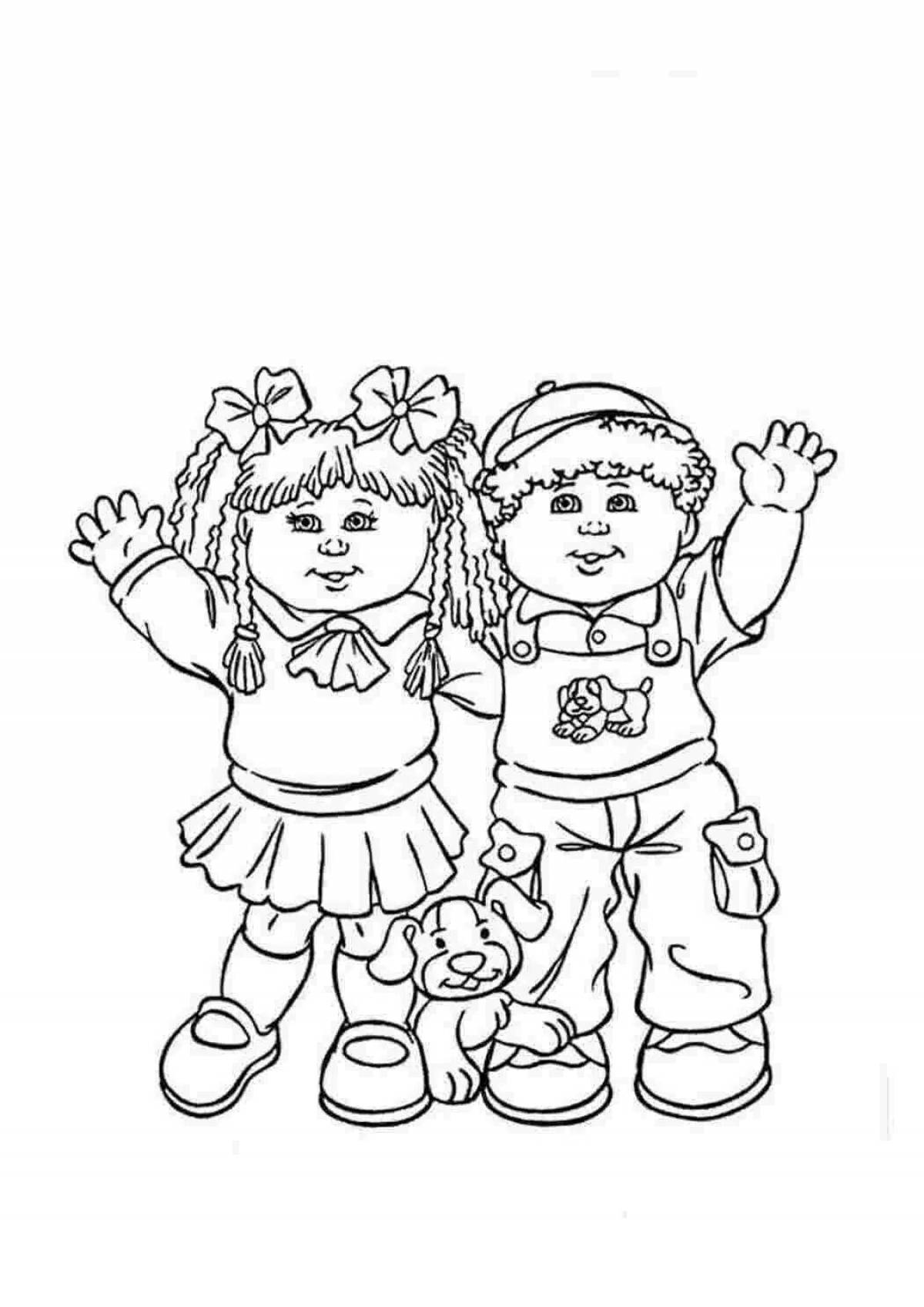 Экзотическая раскраска рисунок девочки и мальчика