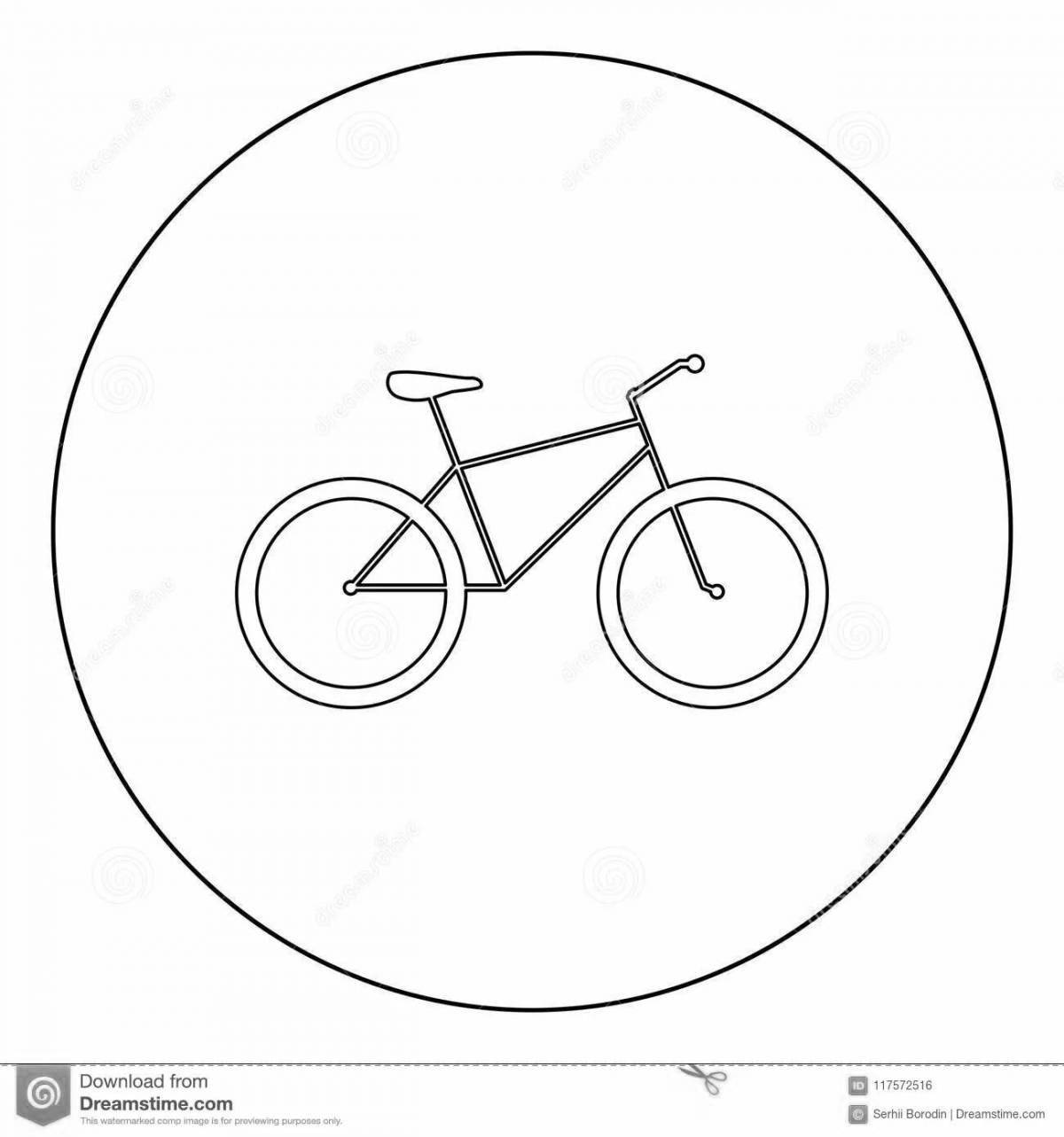 Захватывающая страница раскраски дорожного знака «велосипедная дорожка»