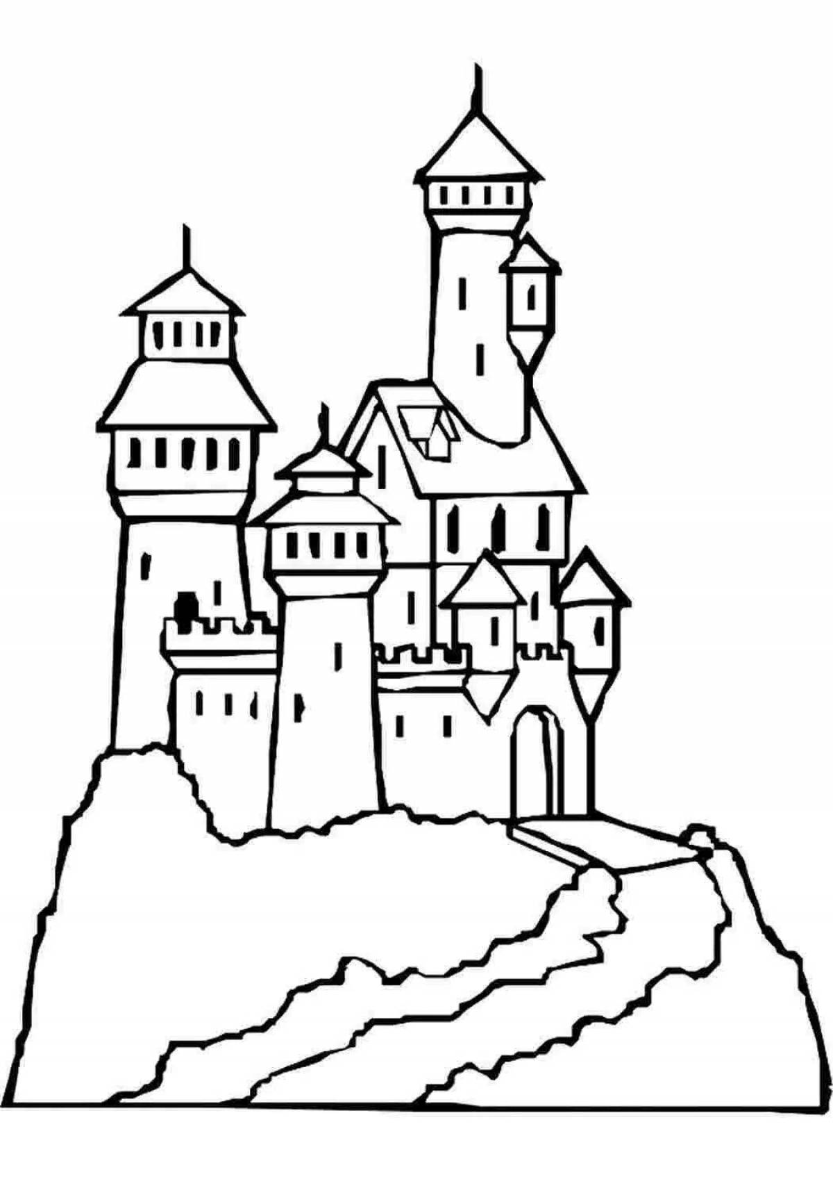 Раскраска величественный старый замок для 4-го класса