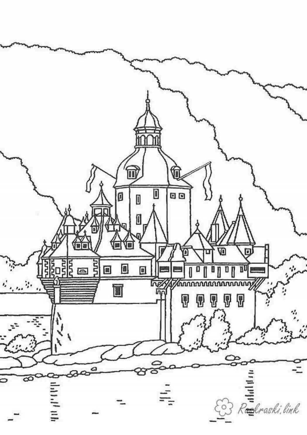 Раскраска славный старый замок для 4-го класса
