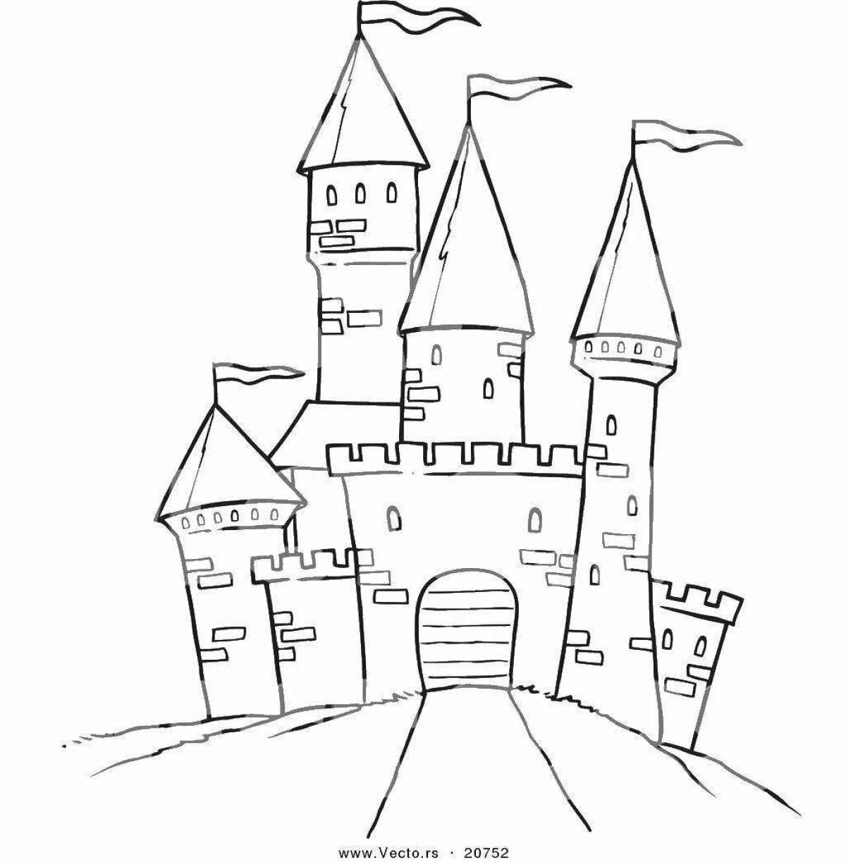 Изысканная раскраска «старый замок» для 4-го класса