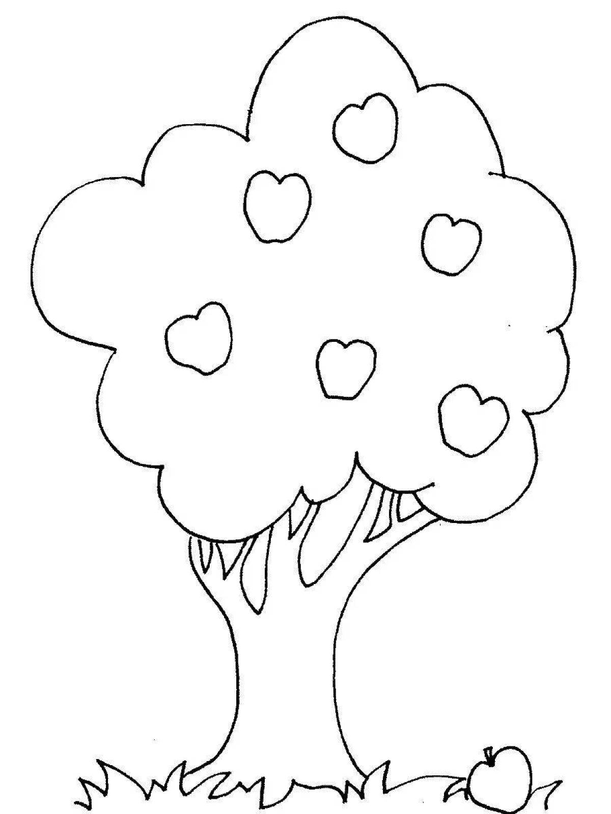 Выдающаяся страница раскраски деревьев для детей 4-5 лет
