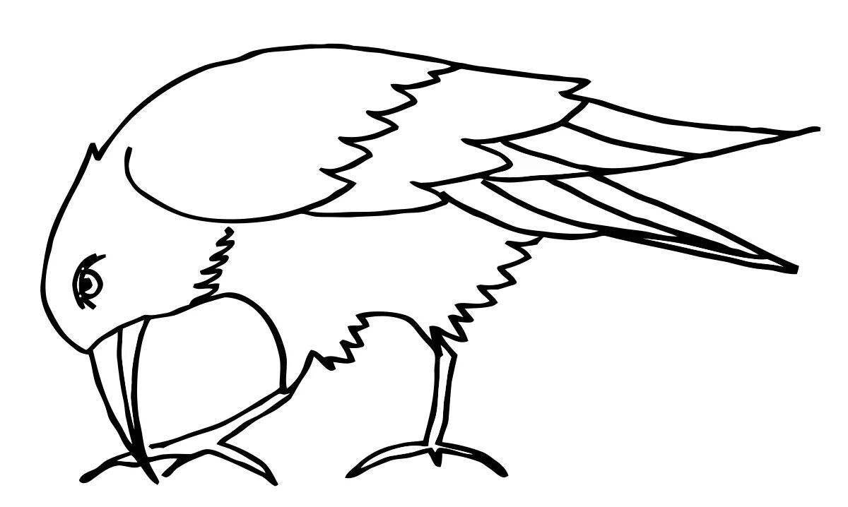Раскраска радостная ворона для детей 6-7 лет