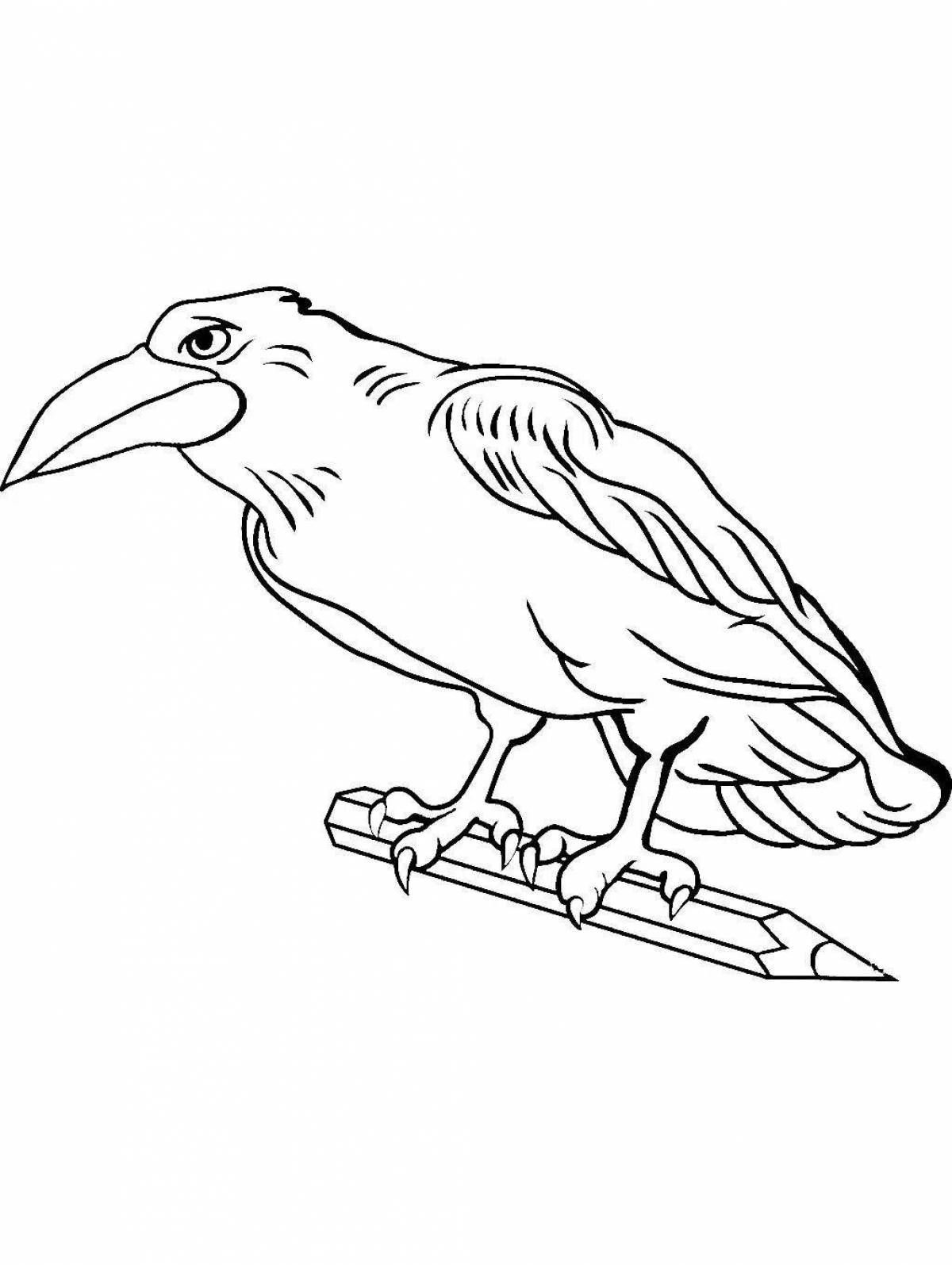 Креативная раскраска ворона для детей 6-7 лет