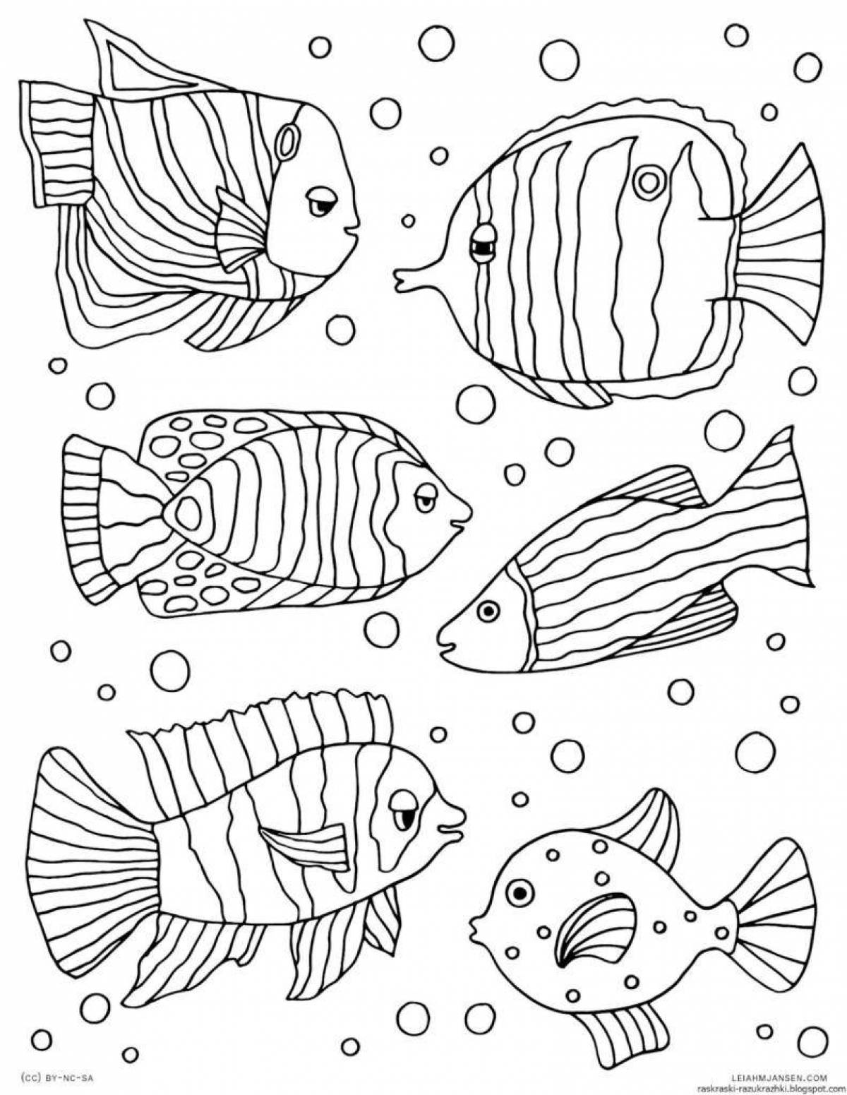 Веселая аквариумная рыбка-раскраска для детей 4-5 лет