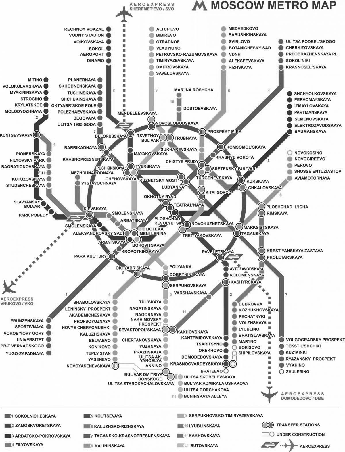 Сложная раскраска карта метро