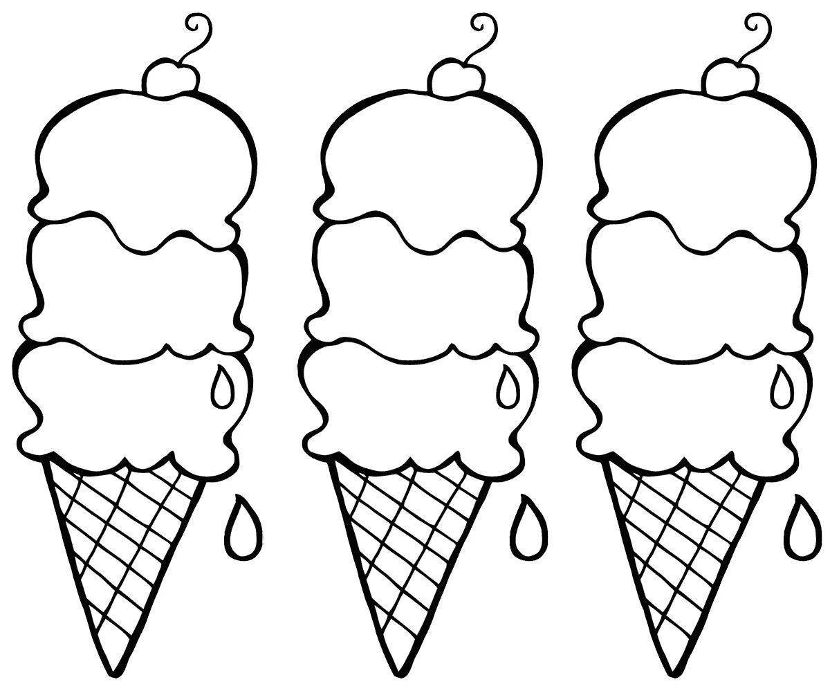 Раскраска аппетитное мороженое