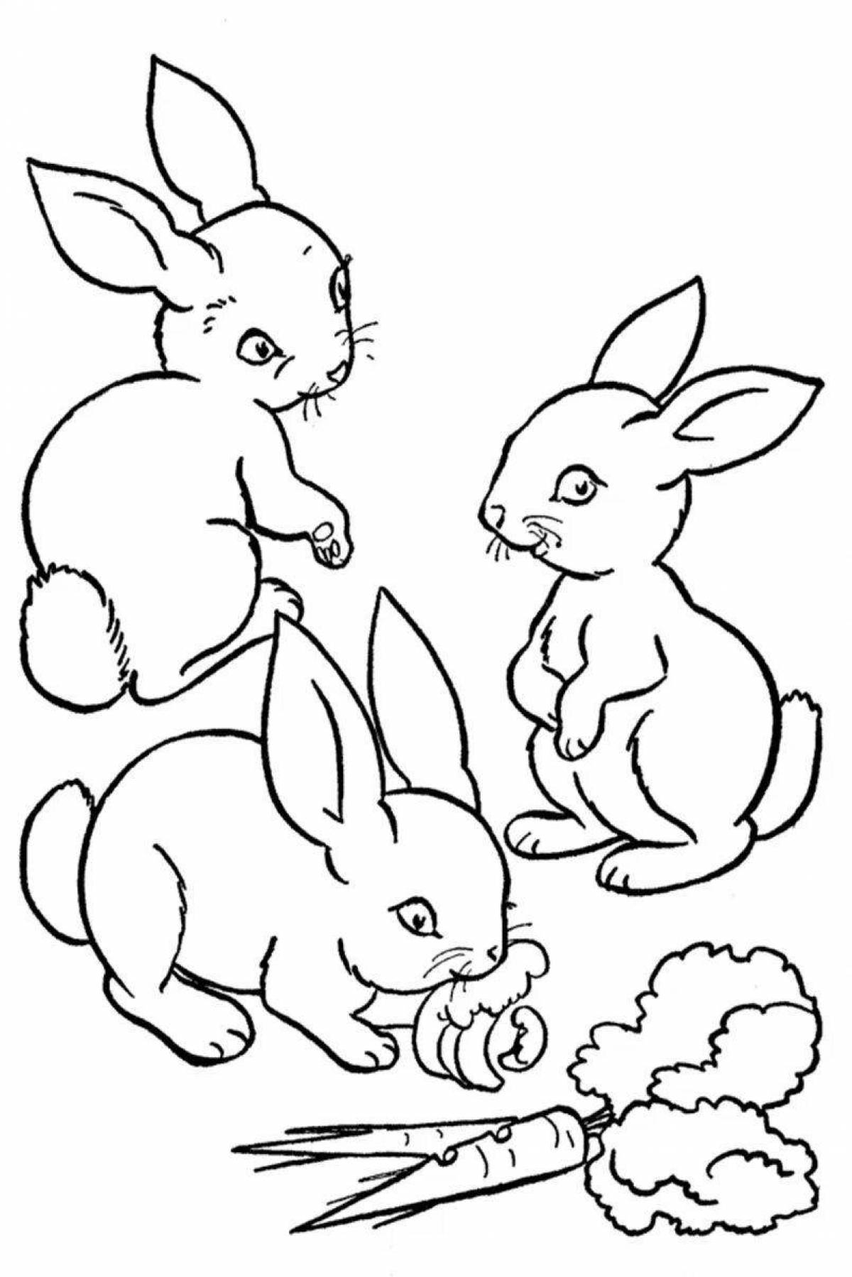 Красочная страница раскраски зайца-кролика