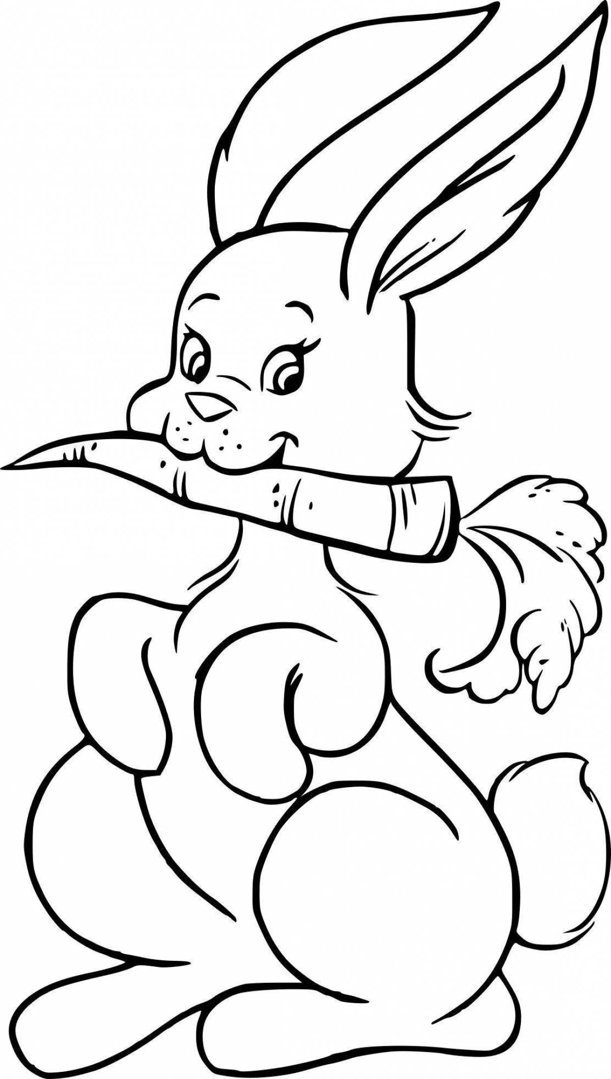 Раскраска радостный заяц кролик