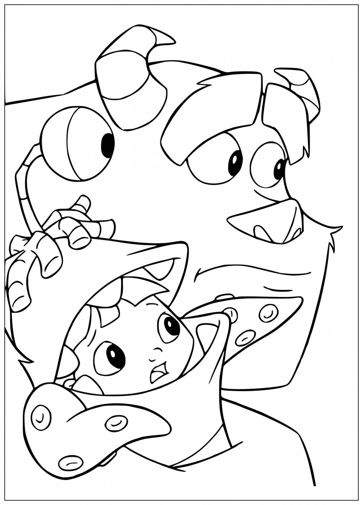 Color-joyful sally and boo coloring page