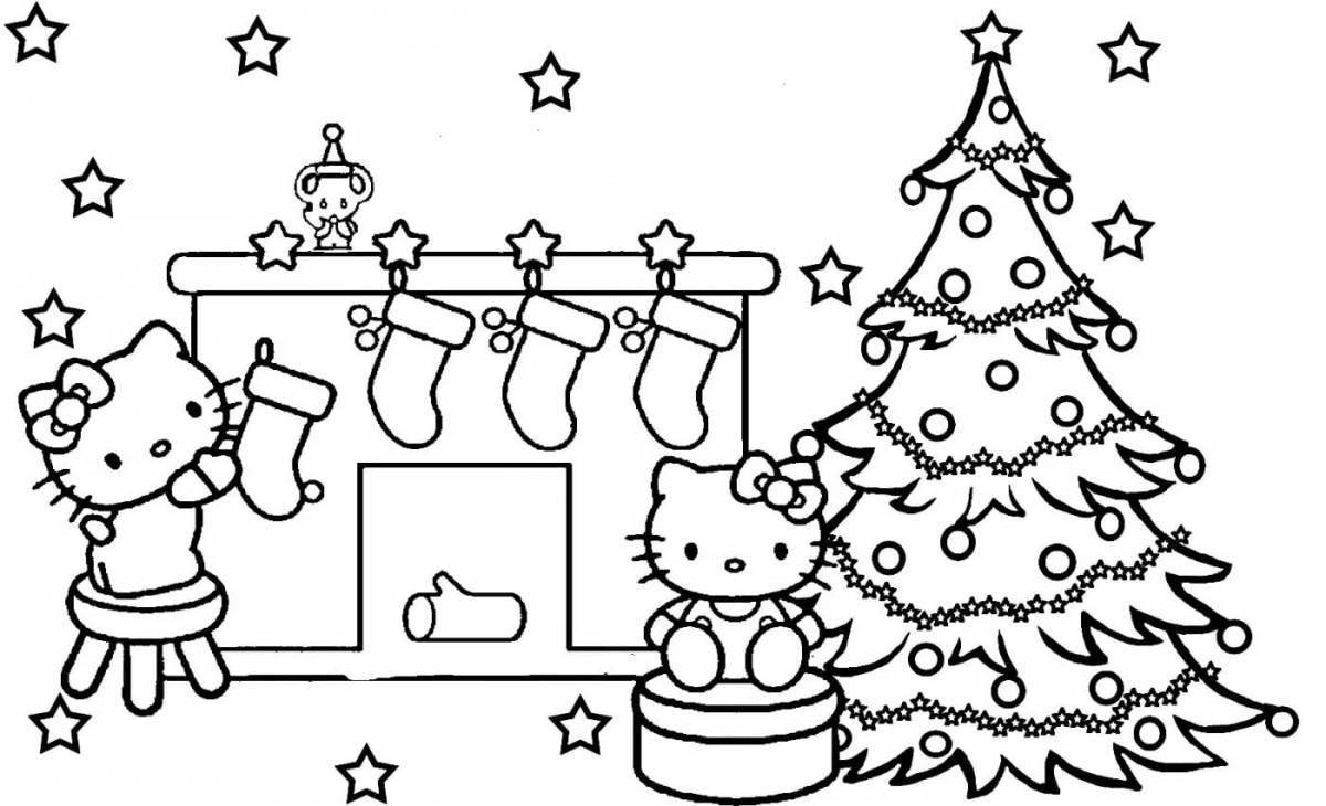 Grand coloring page for girls дерево