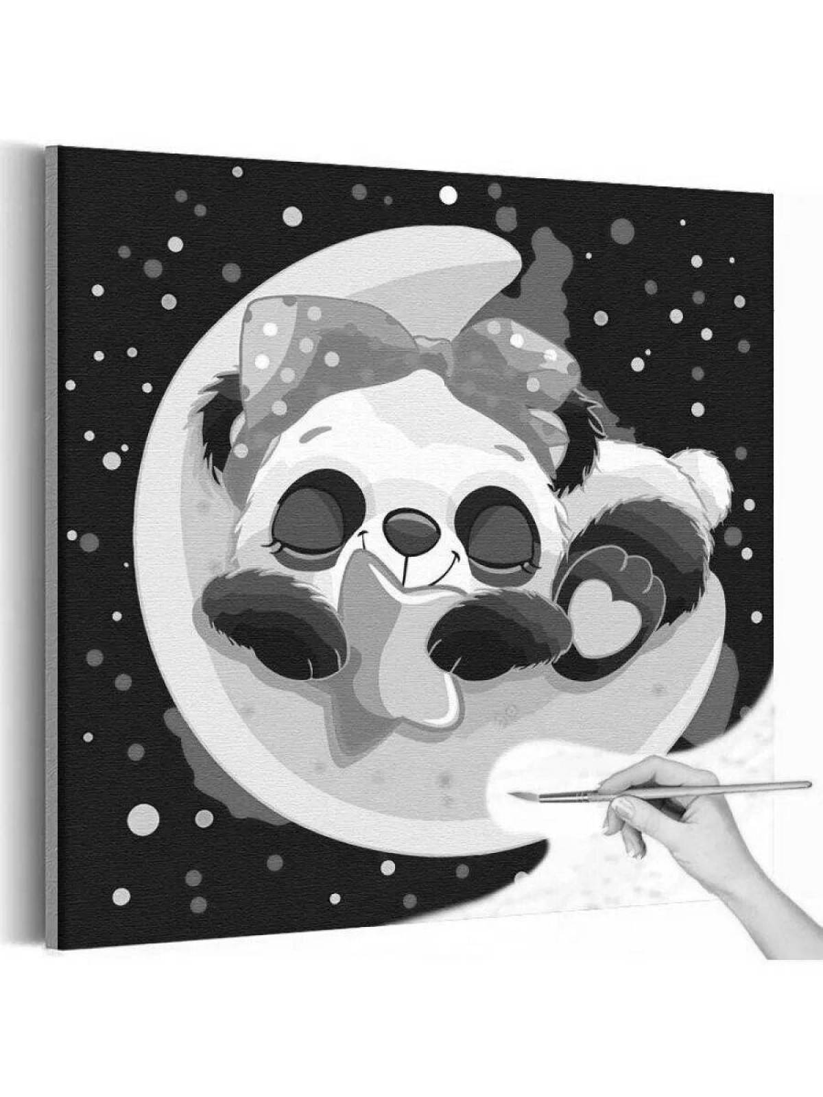 Радостная панда раскраски по номерам