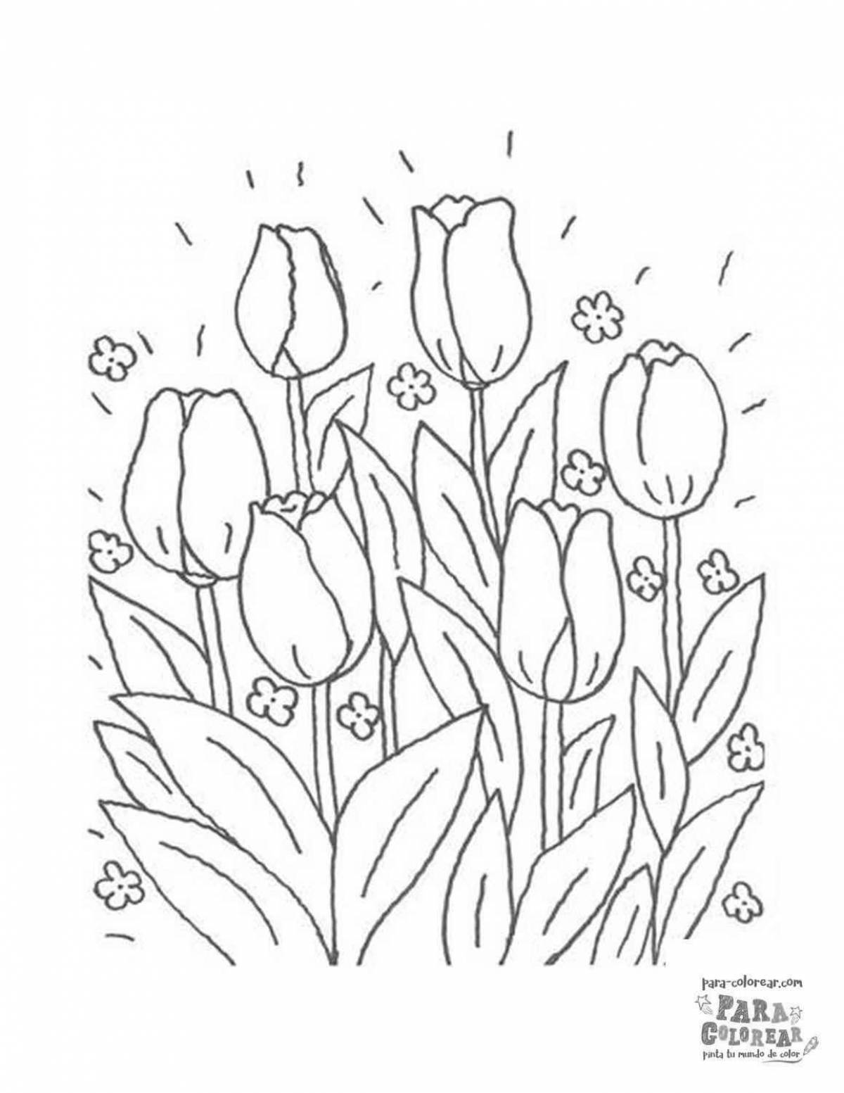 Веселые тюльпаны 8 марта раскраски