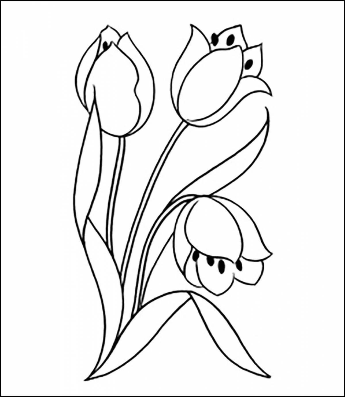 Очаровательная раскраска тюльпанов на 8 марта