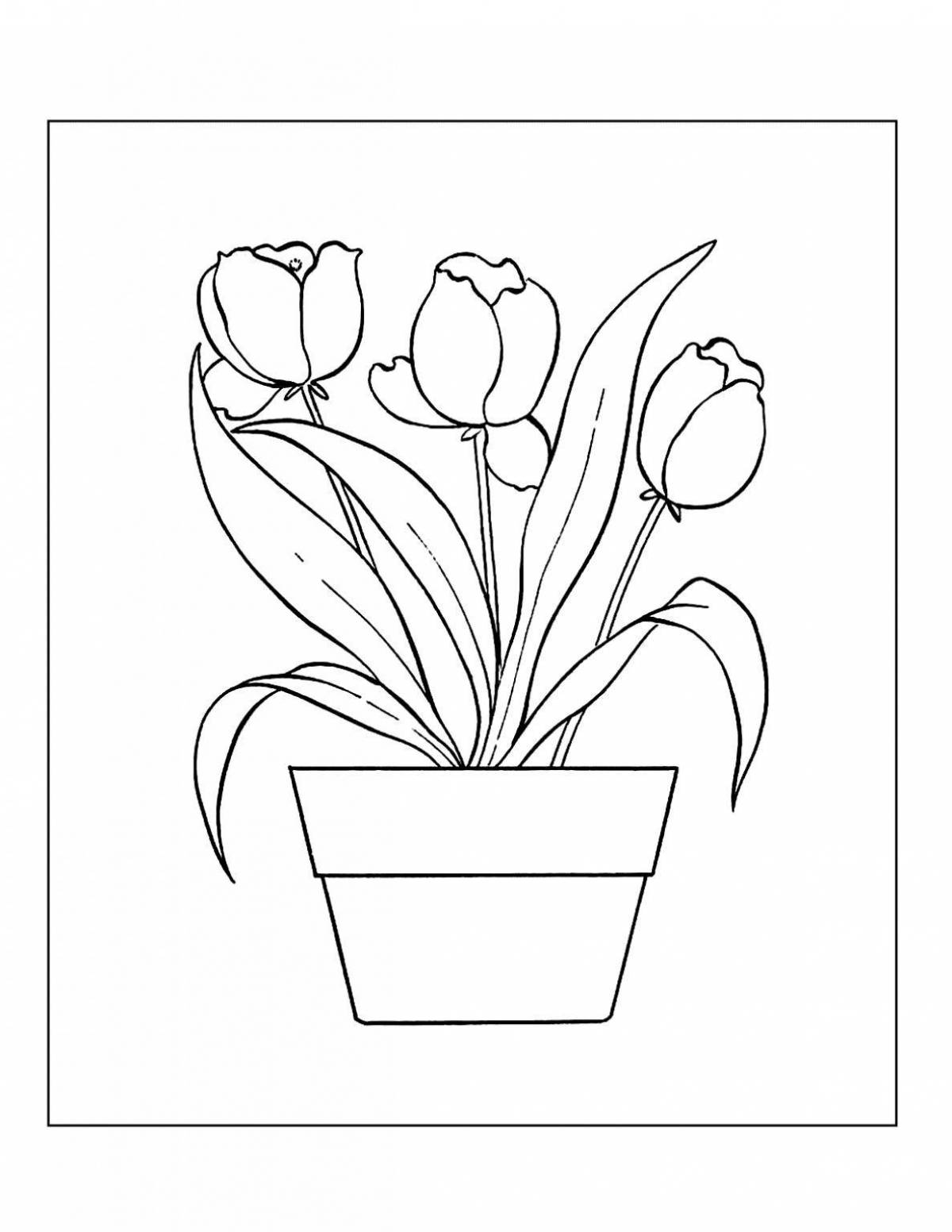 Раскраска славные тюльпаны 8 марта