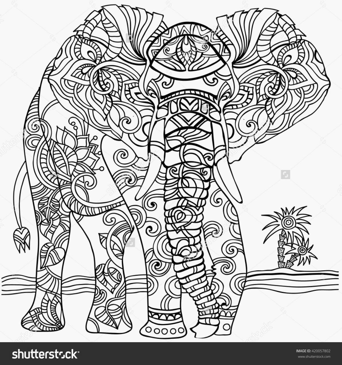 Изысканная раскраска слон по номерам