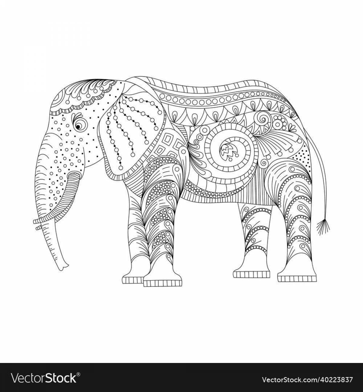 Элегантная раскраска слон по номерам