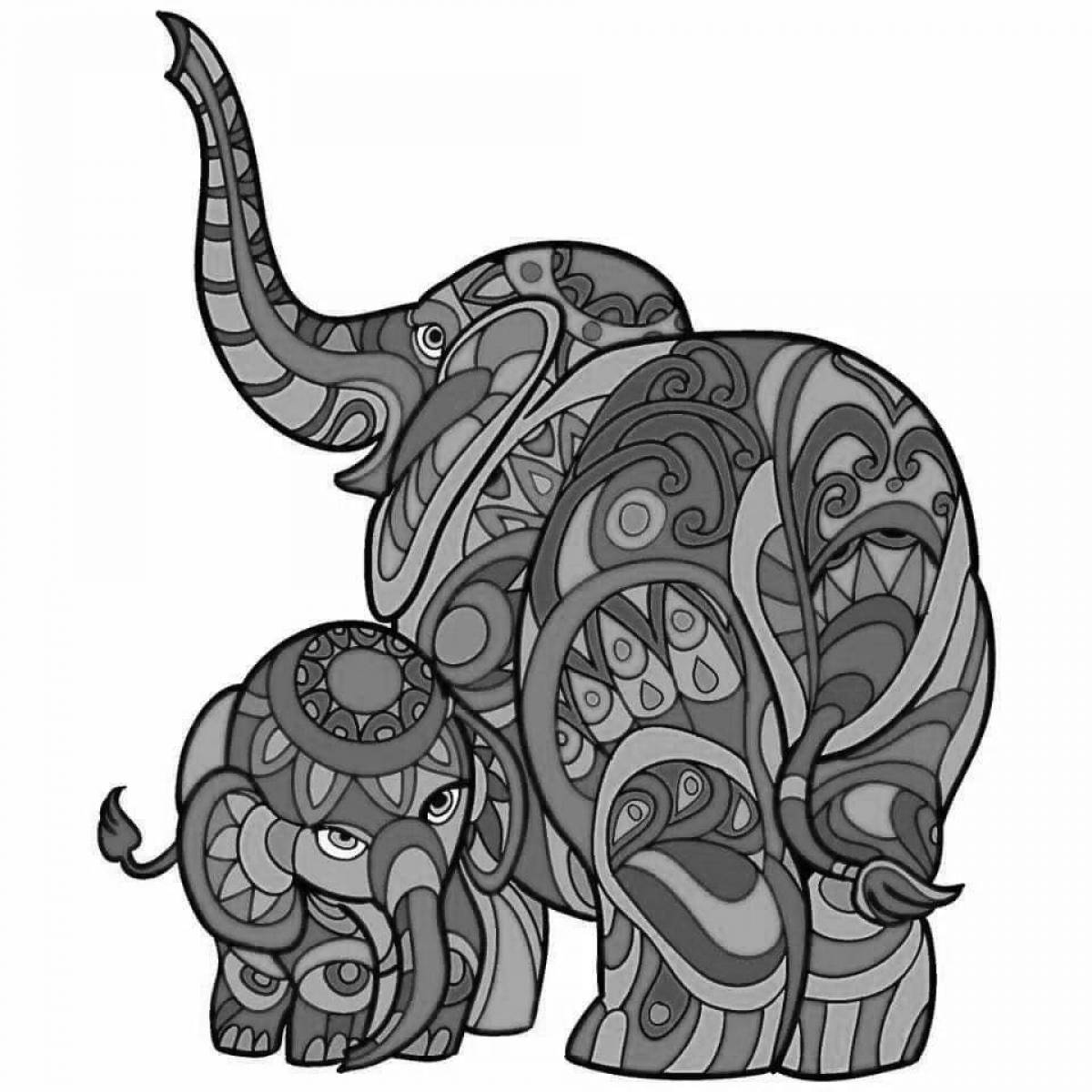Прекрасная раскраска слон по номерам