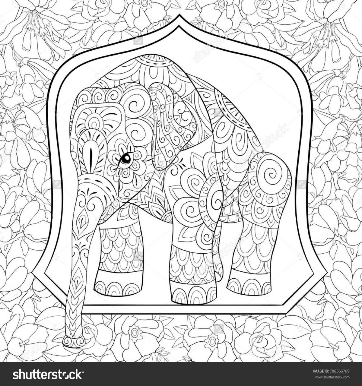 Буйная раскраска слон по номерам